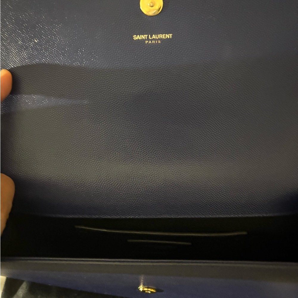 Saint Laurent Blue Wallet with Iconic YSL Logo - Picture 4 of 9